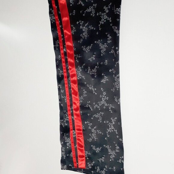 NWOT Equipment Femme black silk micro floral print pants w/ racer stripe detail - Picture 9 of 9